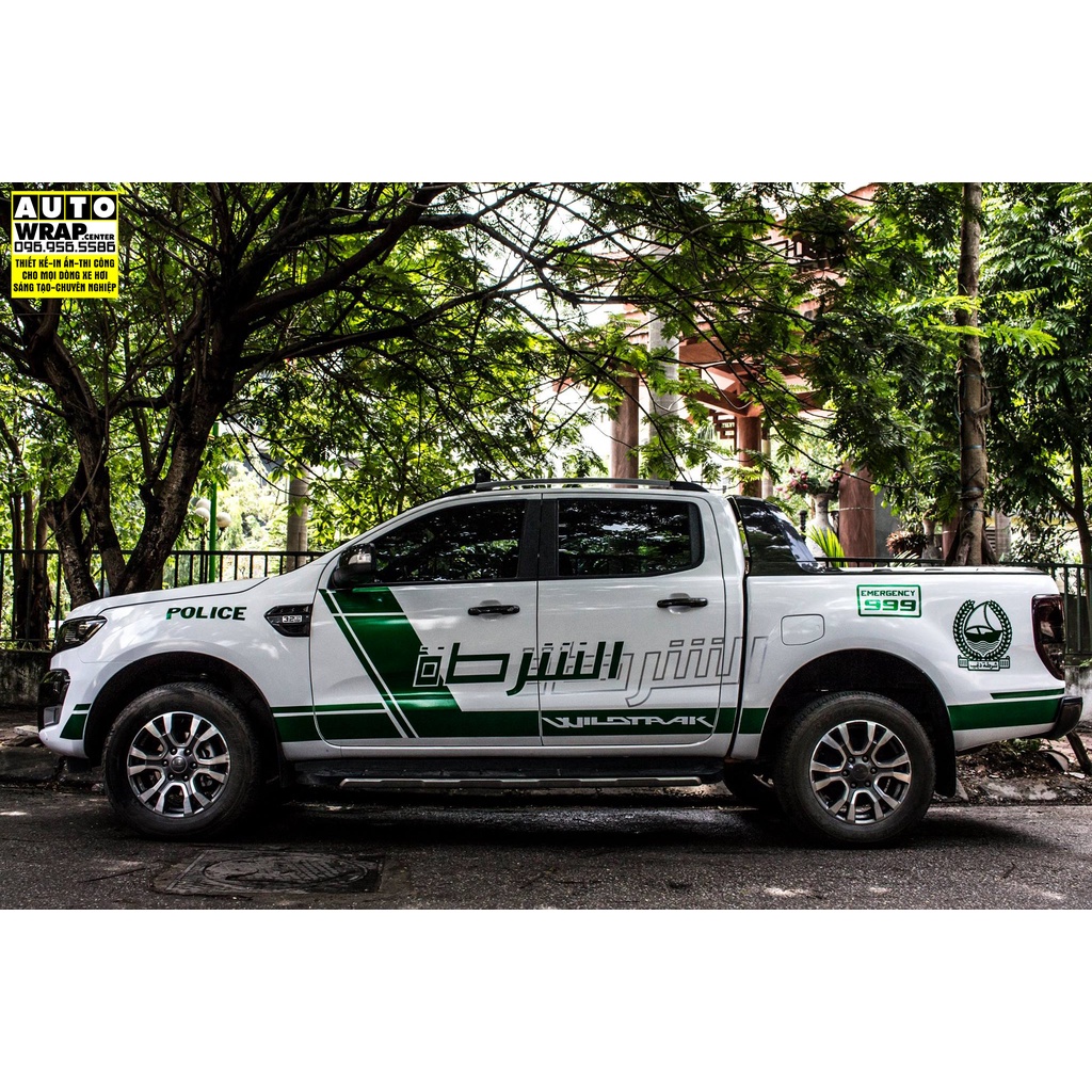 Tem họa tiết xe Ranger Police Dubai - Tem họa tiết ô tô Ford, tem dán sườn xe thể thao