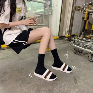 sẵn trắng 36 Dép ulzzang sọc quai dán cực bền