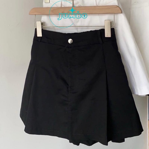 Chân váy Jumbo nữ lưng thun giả váy chất vải thô KaKi có lót quần bên trong thời trang Hàn Quốc Q01