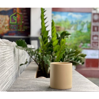 Chậu gốm sứ men mờ - Trụ tròn