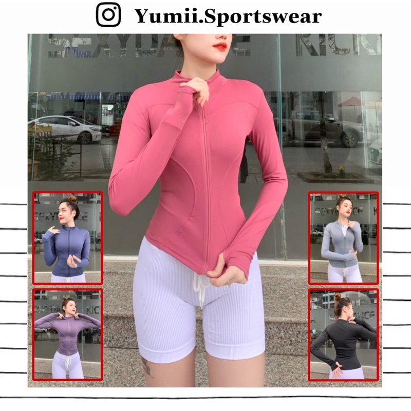 Áo Khoác Thể Thao Tập Gym Yoga Nữ - Áo Khoác Thể Thao Thun Mát F21 Cổ Trụ Siêu Xinh