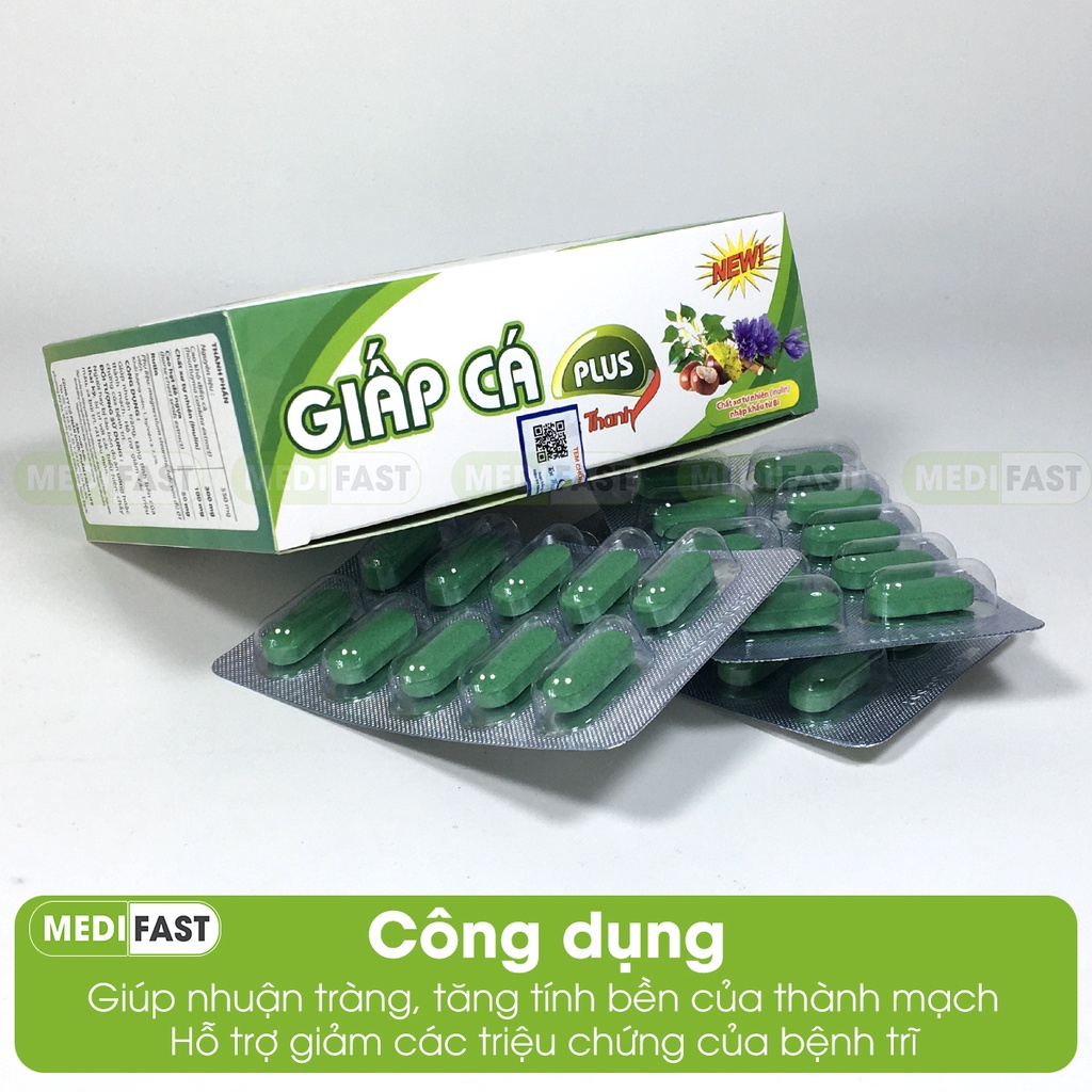 Viên uống Giấp Cá Plus - Bổ sung chất xơ, ngăn ngừa táo bón, trĩ - hộp 30 viên từ thảo dược