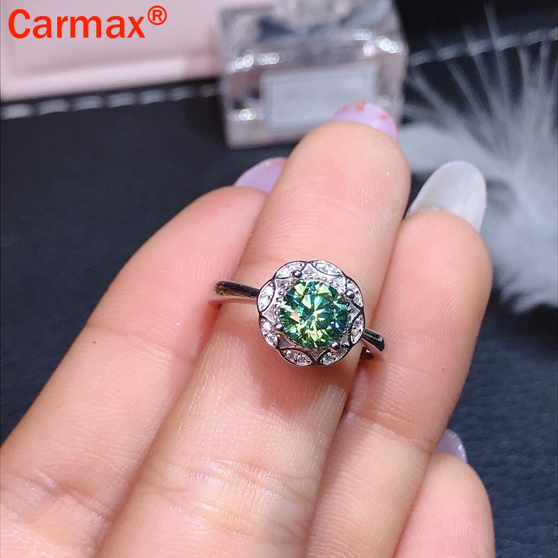 Nhẫn Moissanite Màu Xanh Dương Và Xanh Lá Thanh Lịch