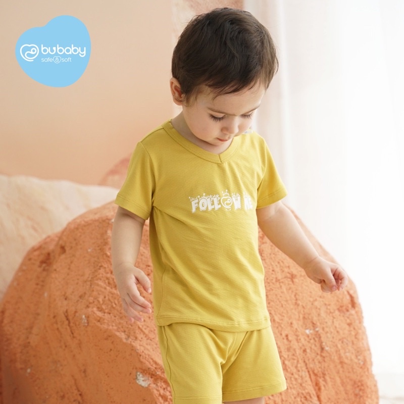 Bubaby! Mẫu mới cho mùa hè 2022. Bộ cộc tay quần đùi cổ V folow me chất liệu Bamboo cotton siêu mềm siêu thấm hút
