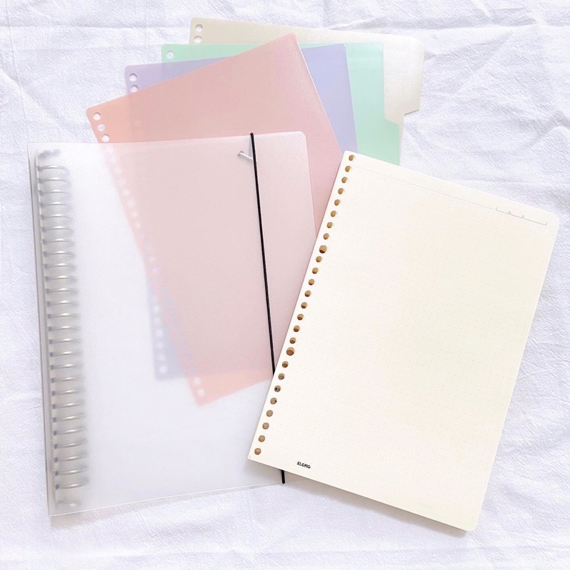 SỔ CÒNG BINDER 26 LỖ SIZE B5 RUỘT CARO 200 TRANG CÓ THỂ REFILL THÊM GIẤY BULLET JOURNAL