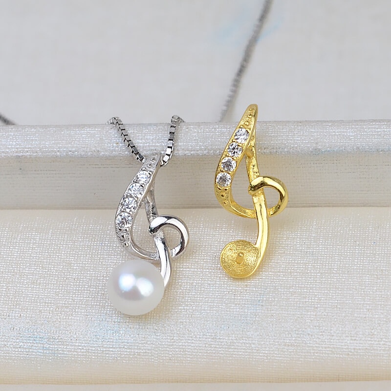 [M9DB] Phụ kiện trang sức (DIY) - Mặt dây chuyền mặt khay trống ngọc khuông nhạc đính hạt nạm đá lấp lánh