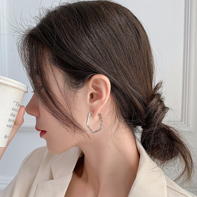 Khuyên Tai Hình Lục Giác Phong Cách vintage Hàn Quốc Cho Nữ