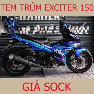 Tem Trùm Exciter 150 Xanh Dương Cá Mập
