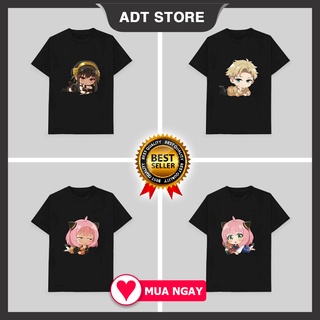 BST Áo thun phông đen trắng in hình SPY x Family ver nằm gia đình điệp viên anime chibi thời trang nam nữ