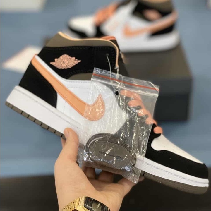 Giày thể thao nam, giày air jordan cổ cao màu cam đào cho cả nam và nữ full box bill