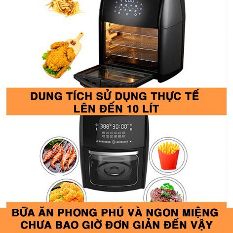 [Mã 44ELSALE2 giảm 7% đơn 300K] Nồi chiên không dầu 12 lít xoay tự động dung tích lớn ( tặng kèm phụ kiện )