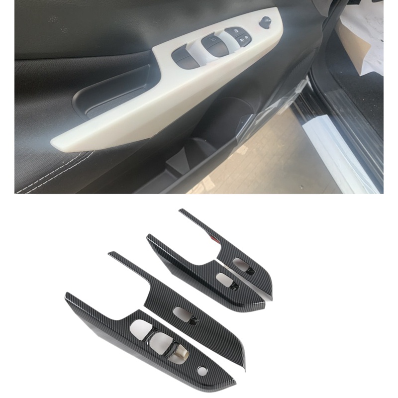 Miếng Dán Công Tắc Nâng Cửa Sổ Xe Hơi Nissan Navara NP300 2016-2021 Bằng Sợi Carbon