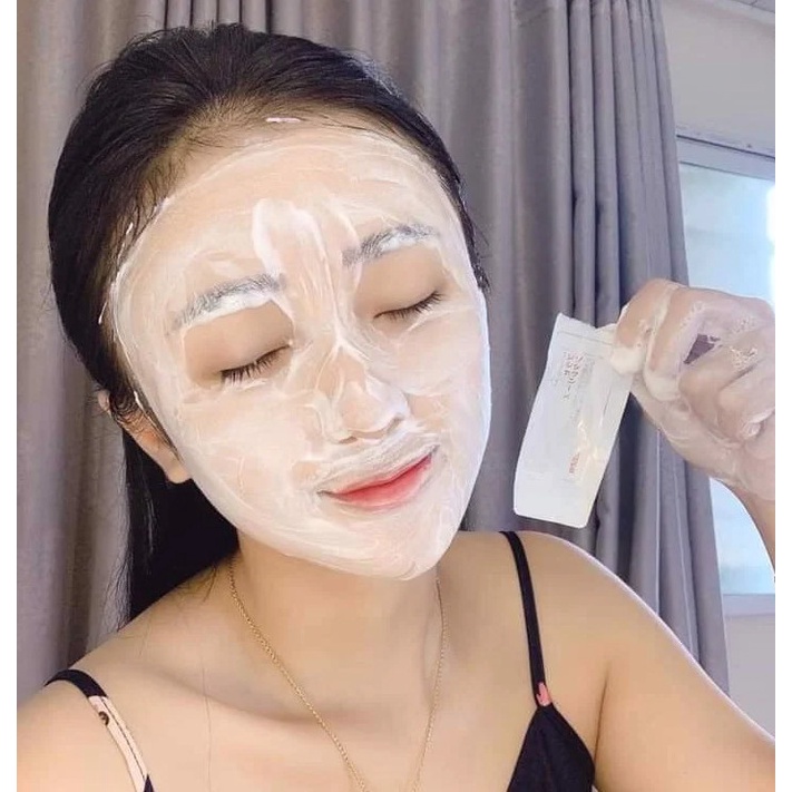 Mặt Nạ Nhau Thai Ủ Trắng Da Rwine Beauty Placenta Face Cleanser Nhật Bản 50 Gói