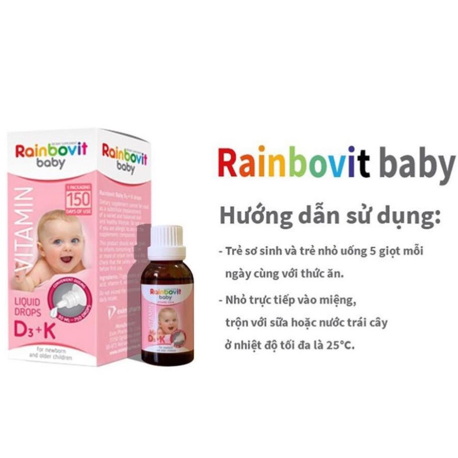 VITAMIN D3 + K RAINBOVIT BABY 30ML - NHẬP KHẨU BA LAN