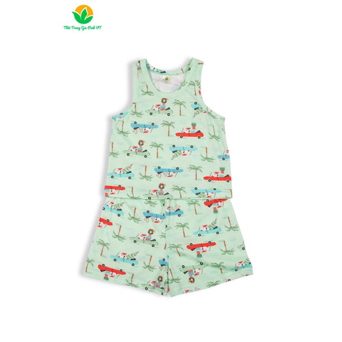 Bộ đồ ngủ bé trai mùa hè Việt Thắng, quần đùi, áo sát nách, chất cotton - B62.2202