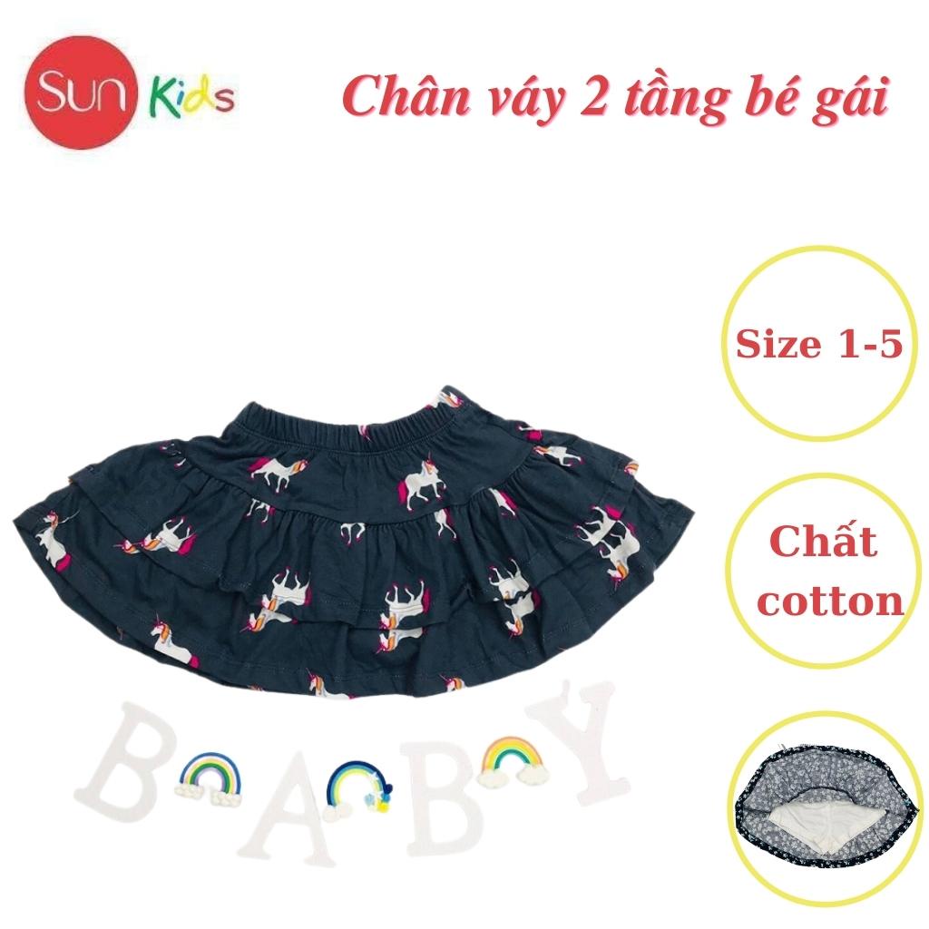 Chân váy cho bé, đầm bé gái 2 tầng, chất cotton, có quần đùi trong, size 1-5 - SUNKIDS