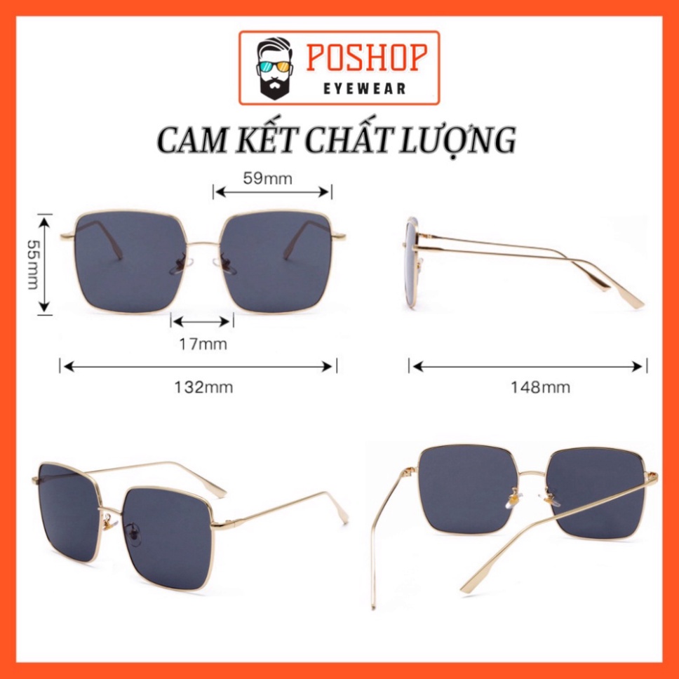 Kính mát nữ POSHOP kính râm chống tia cực tím UV400 thiết kế mắt vuông dễ đeo màu sắc thời trang D1867