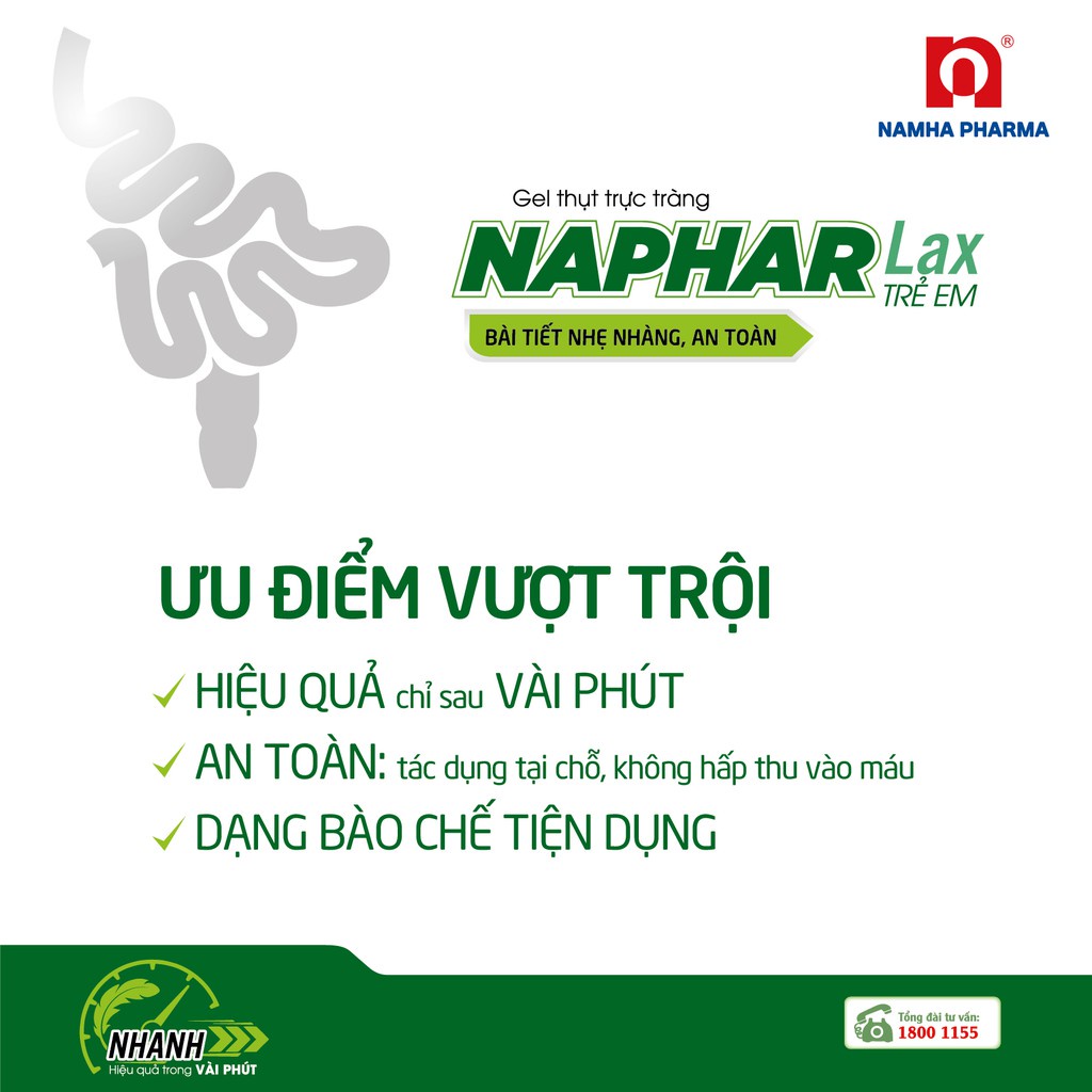 [HỘP 06 TUÝP] Gel thụt táo bón Naphar Lax Trẻ em, Tuýp 5gr
