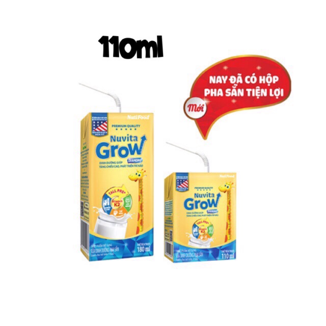 Thùng 48 hộp Sữa pha sẵn Nuvita Grow Diamond hộp 110ml