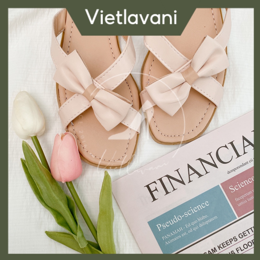 Dép  Size 35-43 TTD13 đính nơ baby màu kem