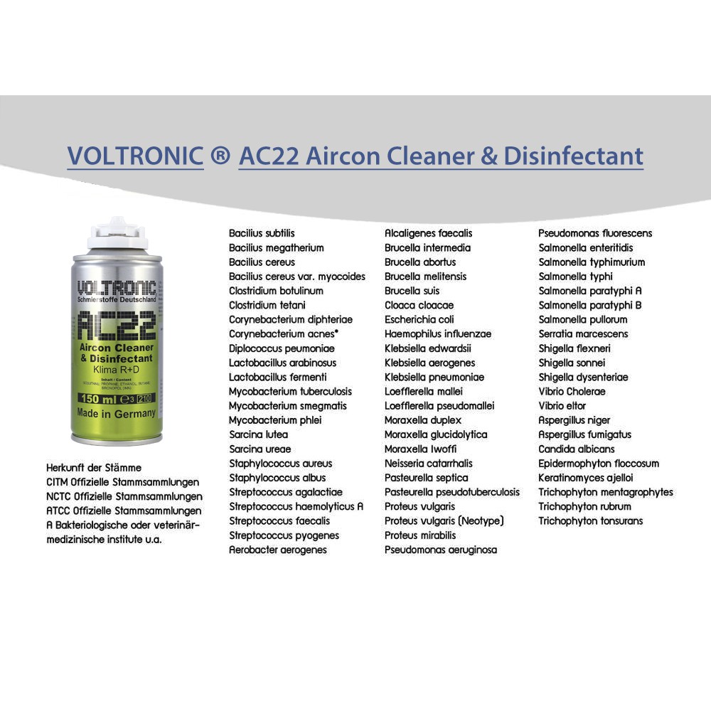 Chai Xịt Khử Khuẩn Voltronic AC22 Air-condition Cleaner and Disinfectant 150ml