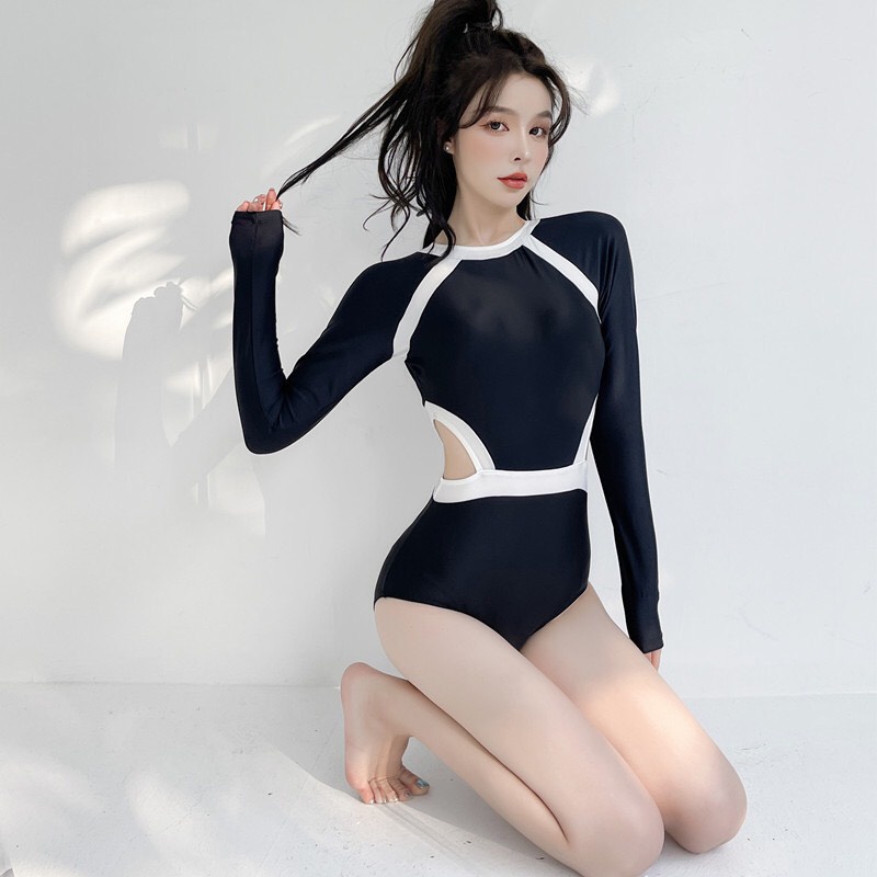 Bikini 1 mảnh tay ngắn cut out cá tính