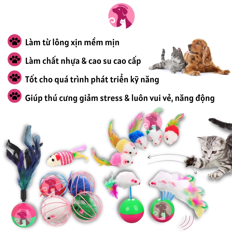 Đồ chơi cho chó mèo nhiều loại - Lật đật lông, chuột lông &amp; chuột cói