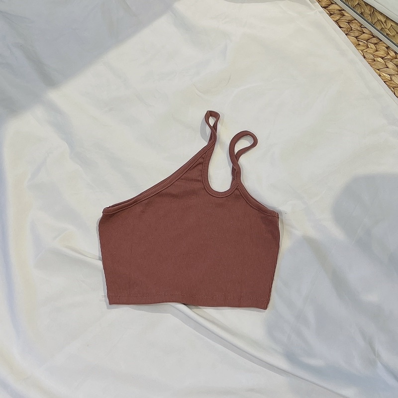 ÁO CROPTOP LỆCH VAI LEN TĂM