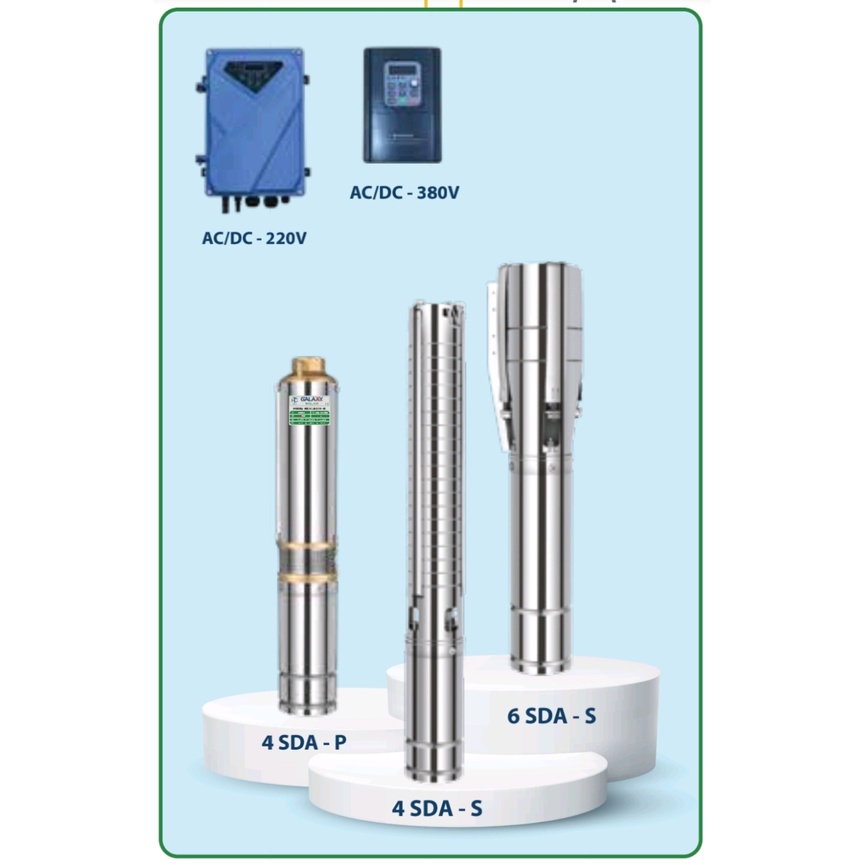 Bơm hỏa tiển Solar DIFFUL 2200W chạy từ pin NLMT Kết hợp điện lưới .
