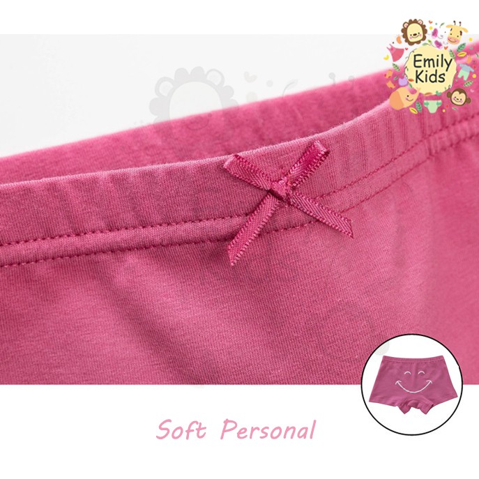 Bộ 5 Quần Lót Boxer Bằng Cotton Tinh Khiết In Họa Tiết Mặt Cười Thoải Mái Cho Bé Gái 3-12 Tuổi