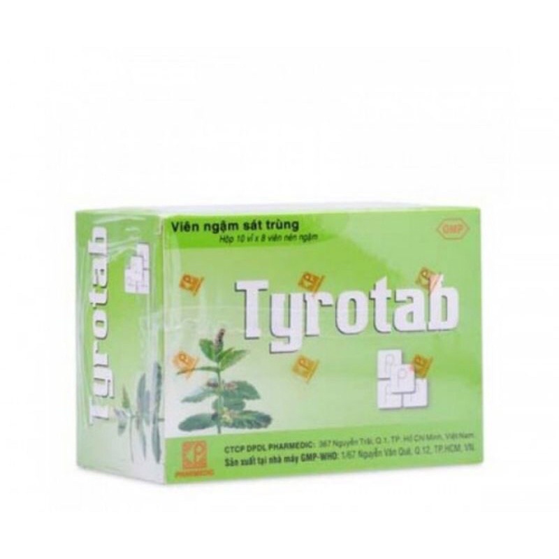 Kẹo ngậm giảm ho, tiêu đàm, thông cổ họng Tyrotab hộp 80 viên