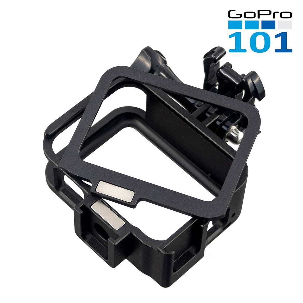 Case Thép CNC / Khung Nhựa bảo vệ cho Gopro 8 có chân ngàm hotshoe gắn phụ kiện media - GoPro101