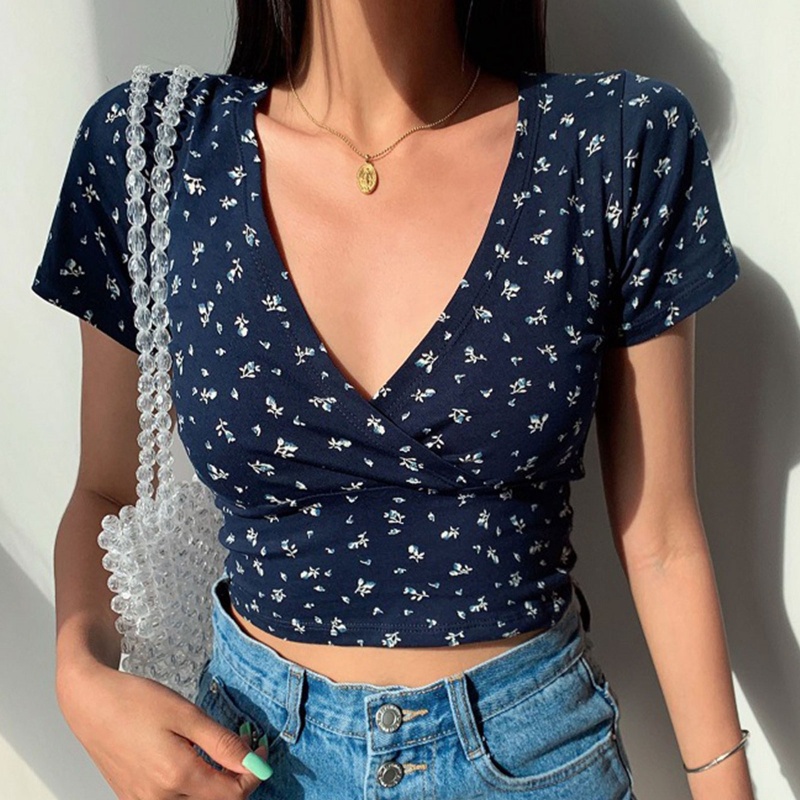 Áo Nữ Tay Ngắn Cổ Chữ V Thời Trang Quyến Rũ