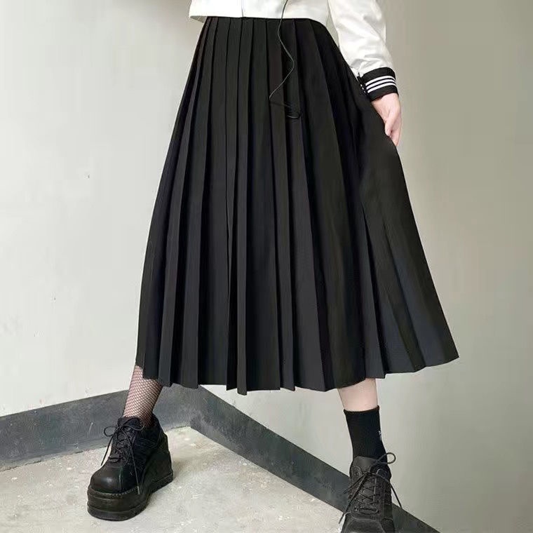 Bộ Đồng Phục Nữ Sinh Nhật Bản Gồm Áo Ngắn + Chân Váy Chữ a Xếp Ly Dễ Phối Đồ