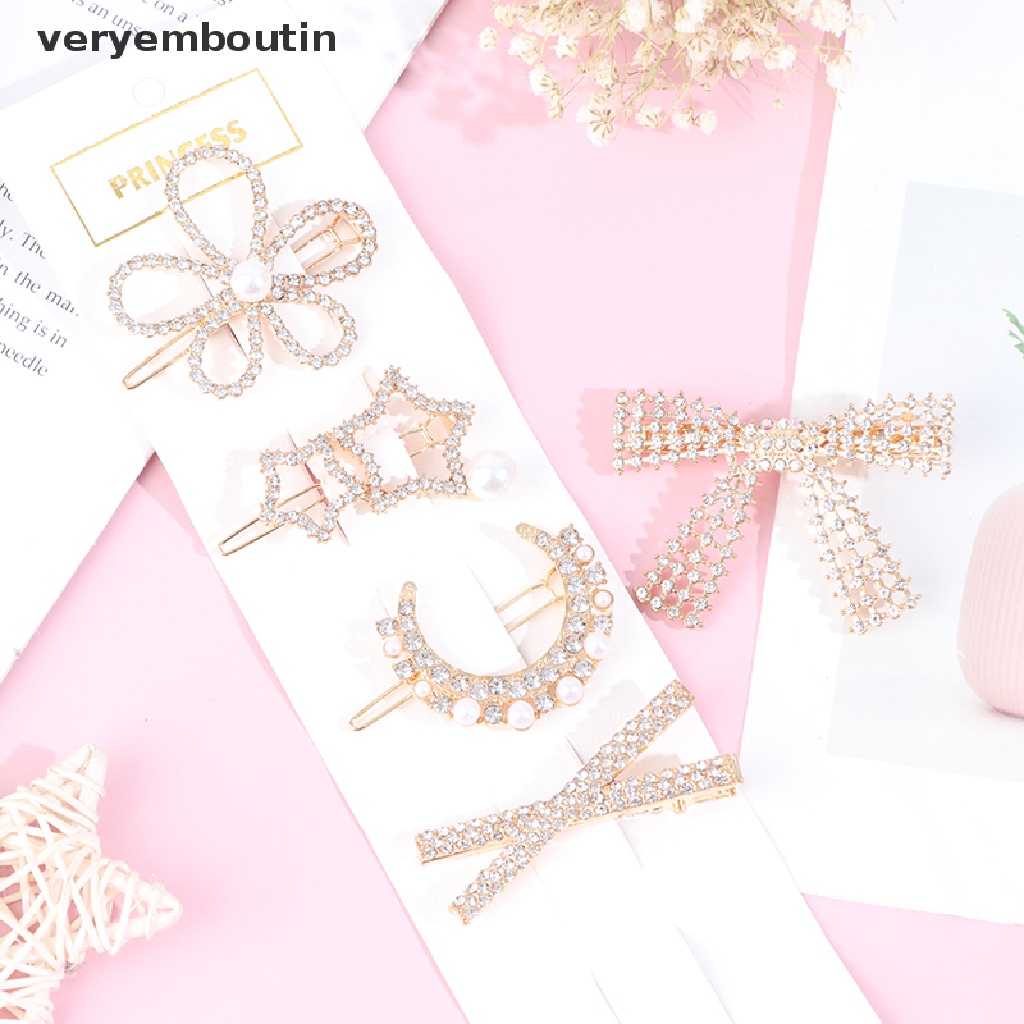 Set 5 kẹp tóc đính đá thời trang cho nữ