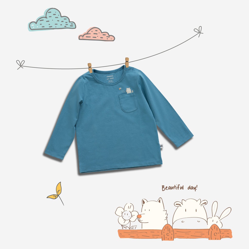 Áo Dài Tay Bé Trai CHAANG Garden Xanh Biển Babychum.68