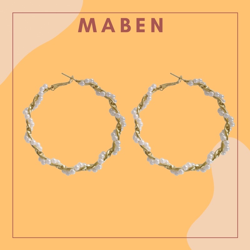 Khuyên tai tròn xoắn đính hạt - Maben