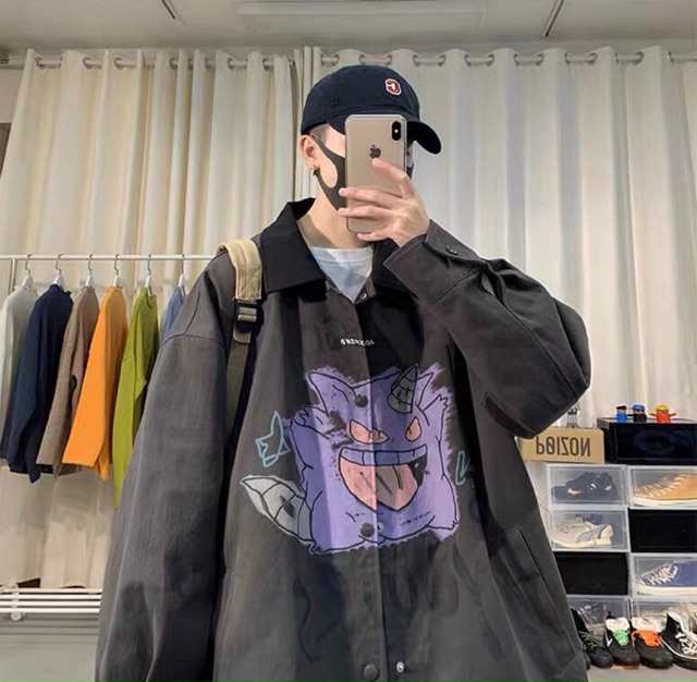 FREESHIP 50K - Áo Khoác KAKI SIMPLE JACKET In Hình Hoạt Hình Unisex