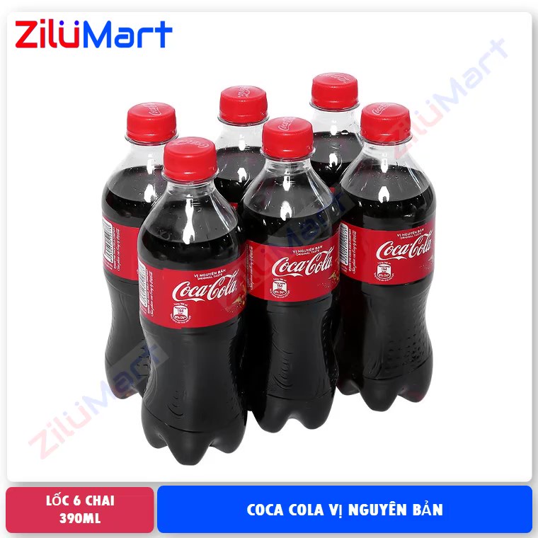 Lốc 6 chai nước ngọt Coca Cola loại 390ml