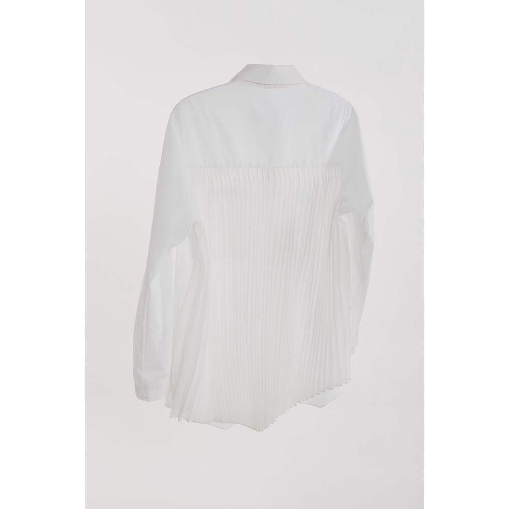 TheBlueTshirt - Áo Sơ Mi Phom Rộng Nữ Có Thân Sau Xếp Ly Màu Trắng -  Dandelion Pleated Oversize Shirt