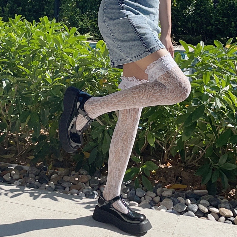 XIXI Tất Chân Cao Qua Gối Phối Ren Phong Cách Lolita Nhật Bản Dễ Thương Dành Cho Nữ