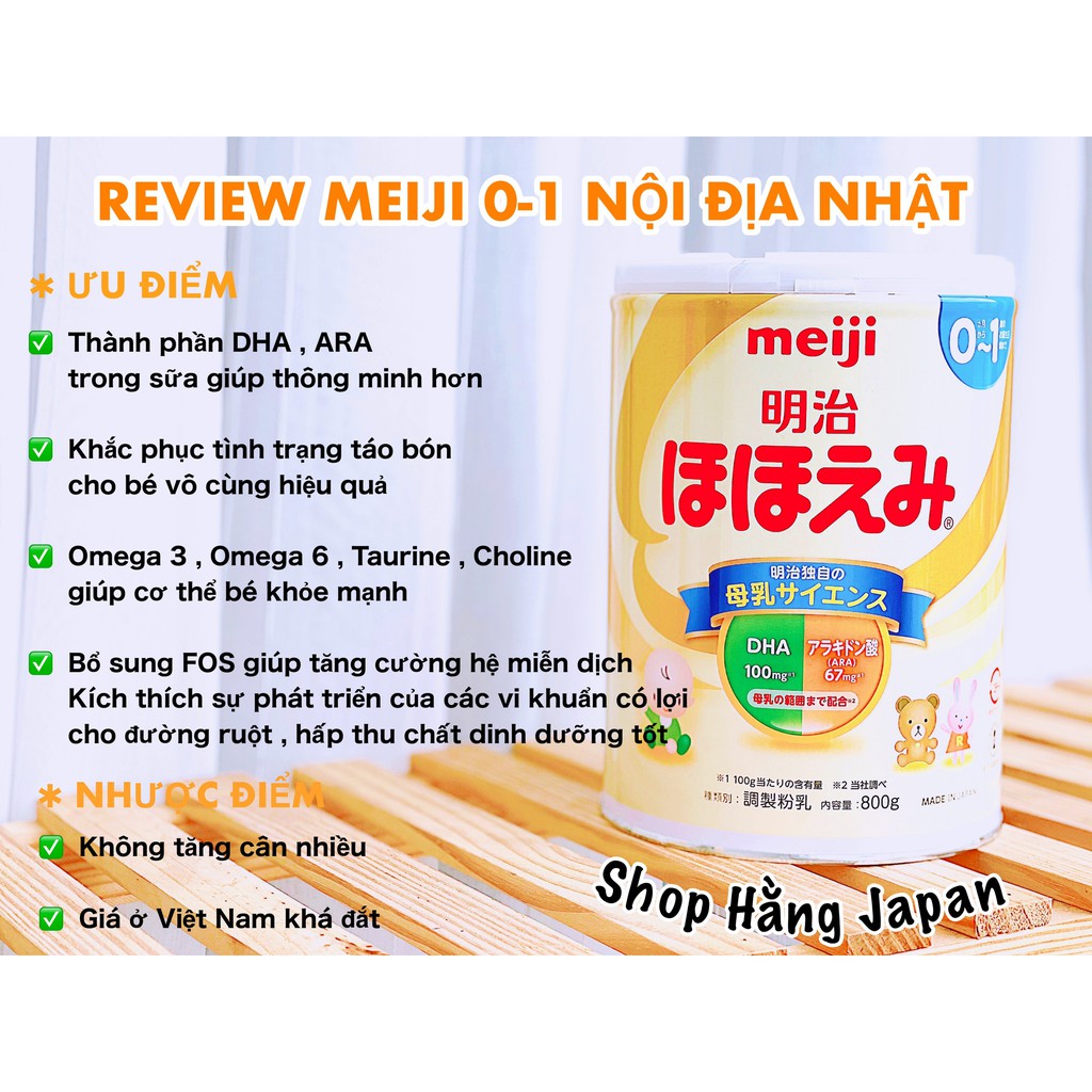 Sữa Meiji Nhật cho bé từ sơ sinh trở lên hộp 850g nội địa Nhật