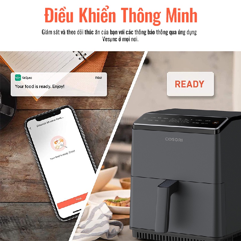 Nồi chiên không dầu thông minh COSORI CAF-P583S Công nghệ làm nóng kép Dung tích lớn 6.4L Kết hợp 12 trong 1
