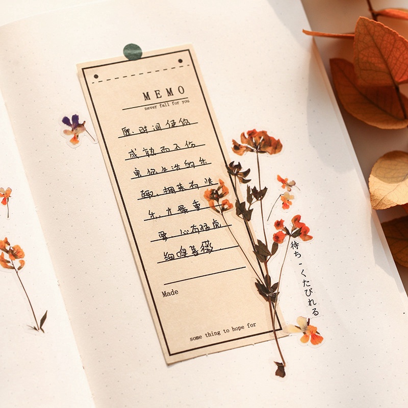 Nhãn Dán Trang Trí Sổ Tay/Nhật Ký Màu Trong Suốt Họa Tiết Hoa Lá Tự Nhiên