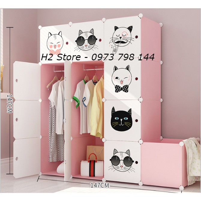 [SIÊU HOT] TỦ NHỰA LẮP GHÉP 12 Ô + 1 Ô CẠNH ĐỂ ĐỒ CHO BÉ ĐA NĂNG THÔNG MINH sâu 47cm