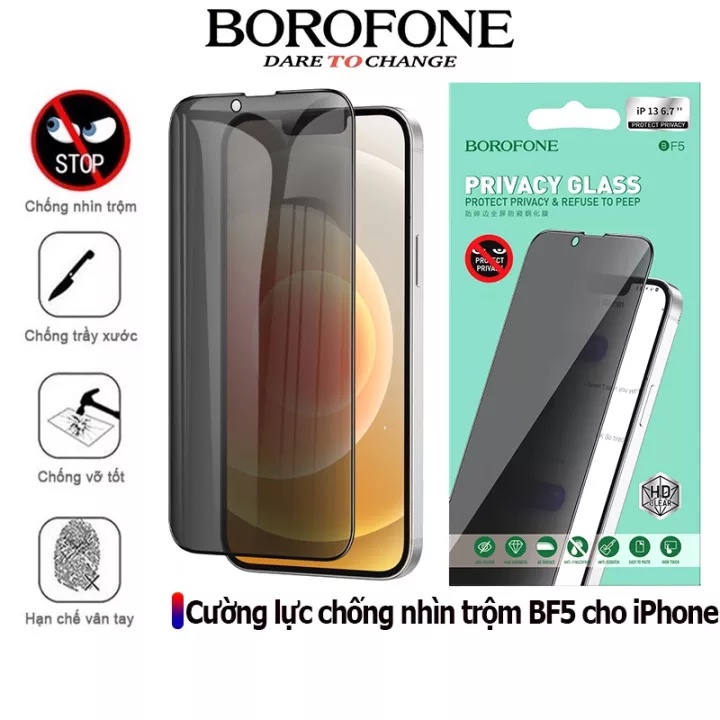 Kính cường lực BOROFONE BF5 chống nhìn trộm các dòng iPhone từ XS, iphone 11