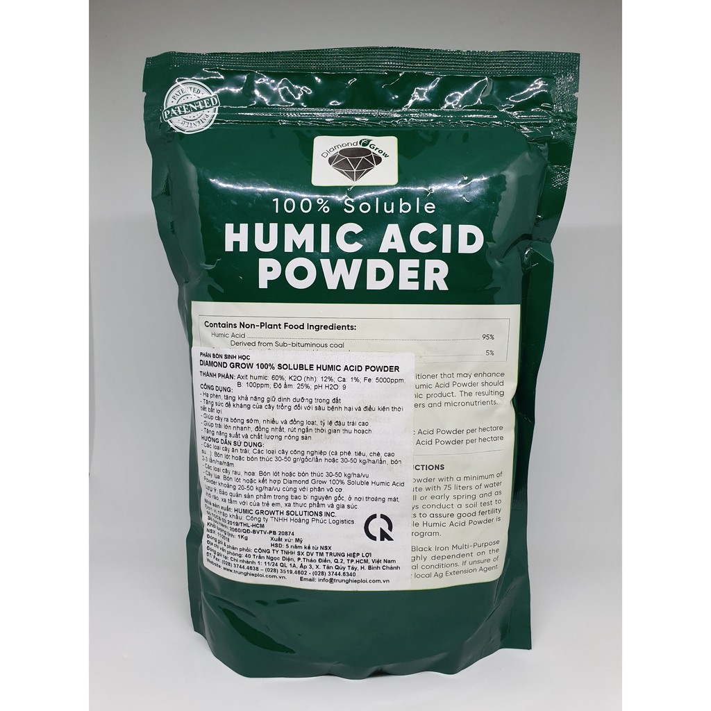Phân bón Humic Acid Powder nhập khẩu Mỹ 1Kg tặng kèm chai Siêu Ra rễ 150gr