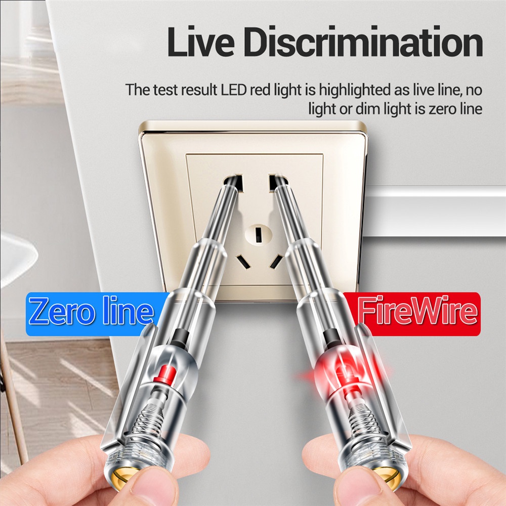AIDEEPEN Bút thử điện B09 70-250V kiểu tua vít đầu dẹt có đèn đa năng tiện lợi