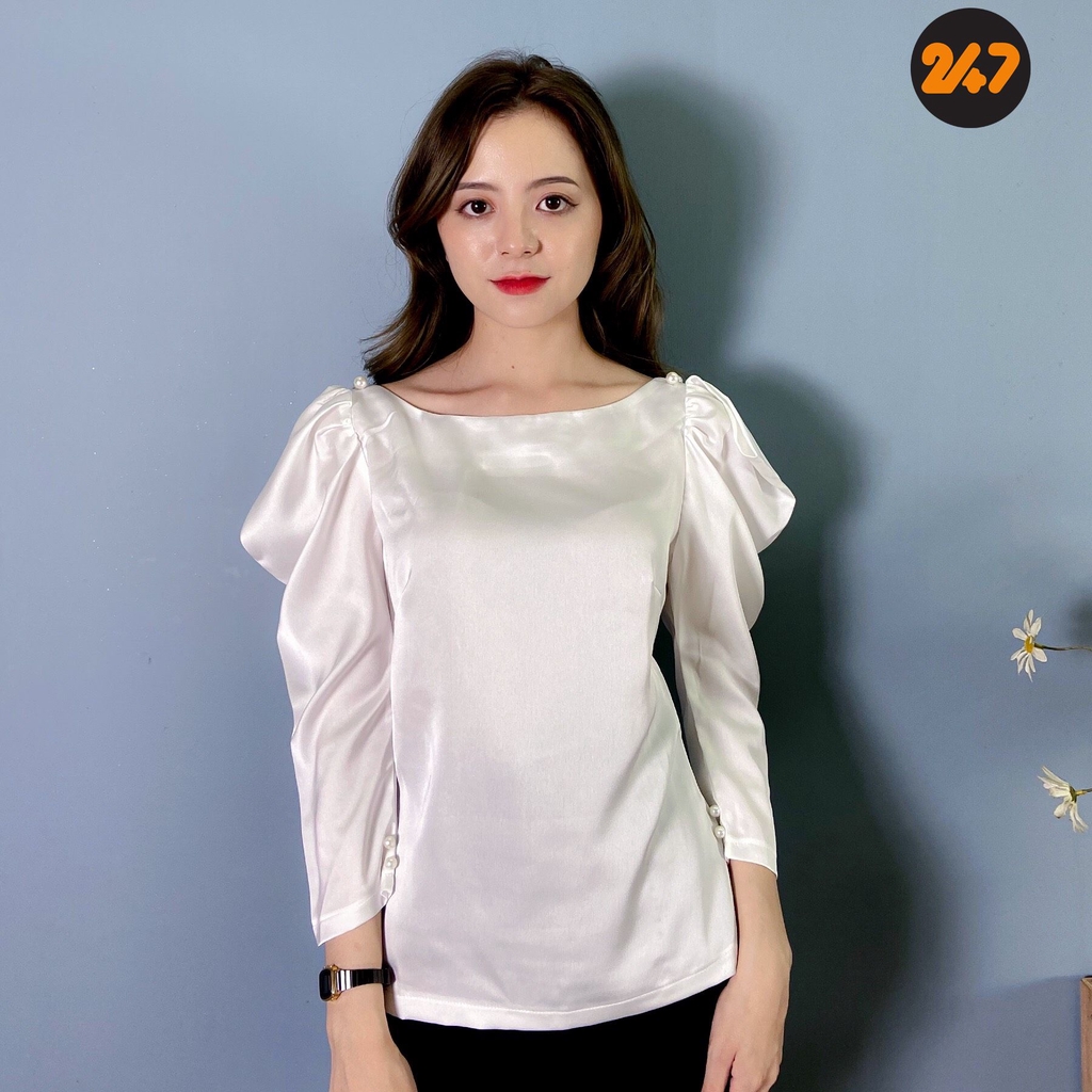 Áo Sơ Mi Dài Tay Tay Bồng Chất Lụa