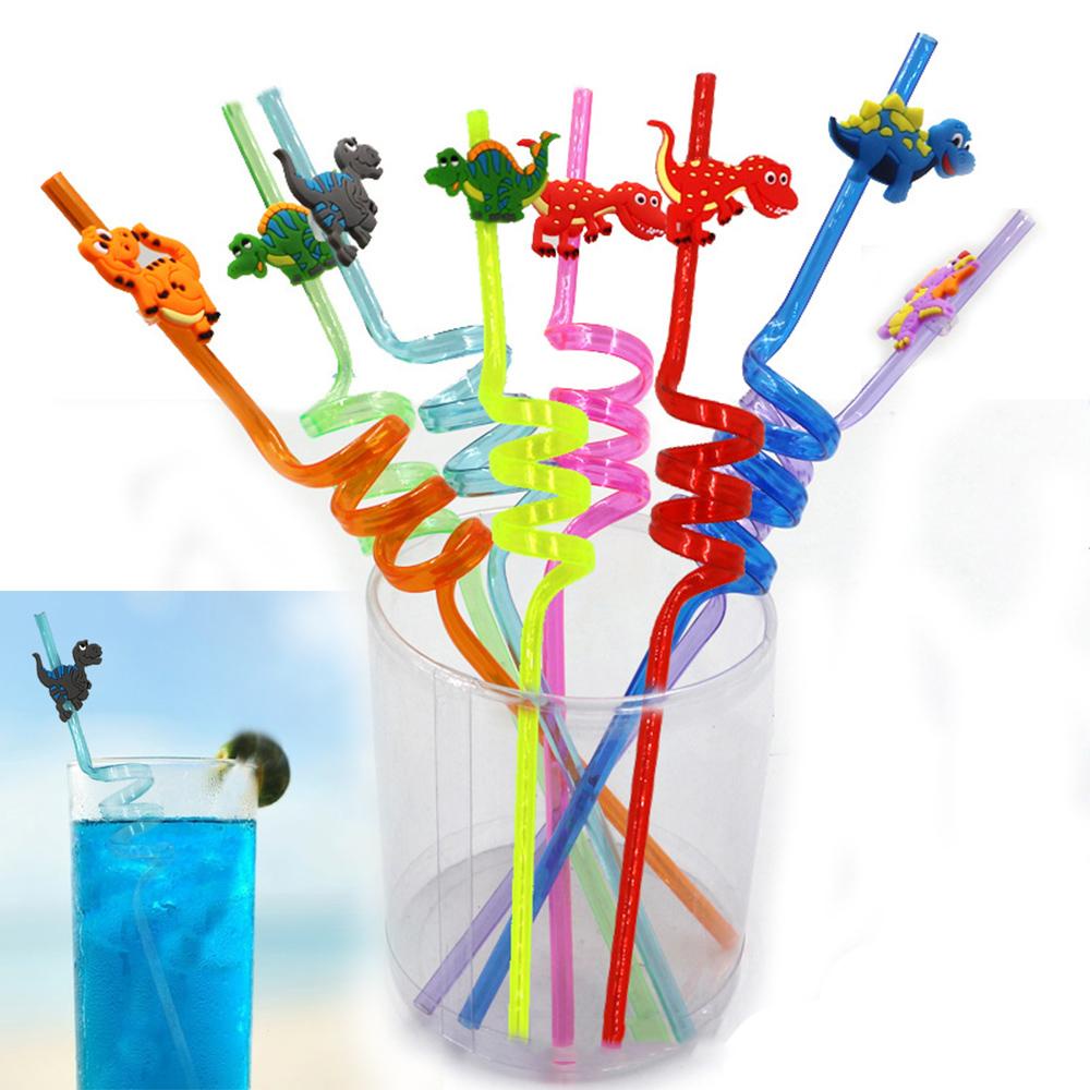 Set 8 Ống Hút Hình Khủng Long Hoạt Hình Dễ Thương
